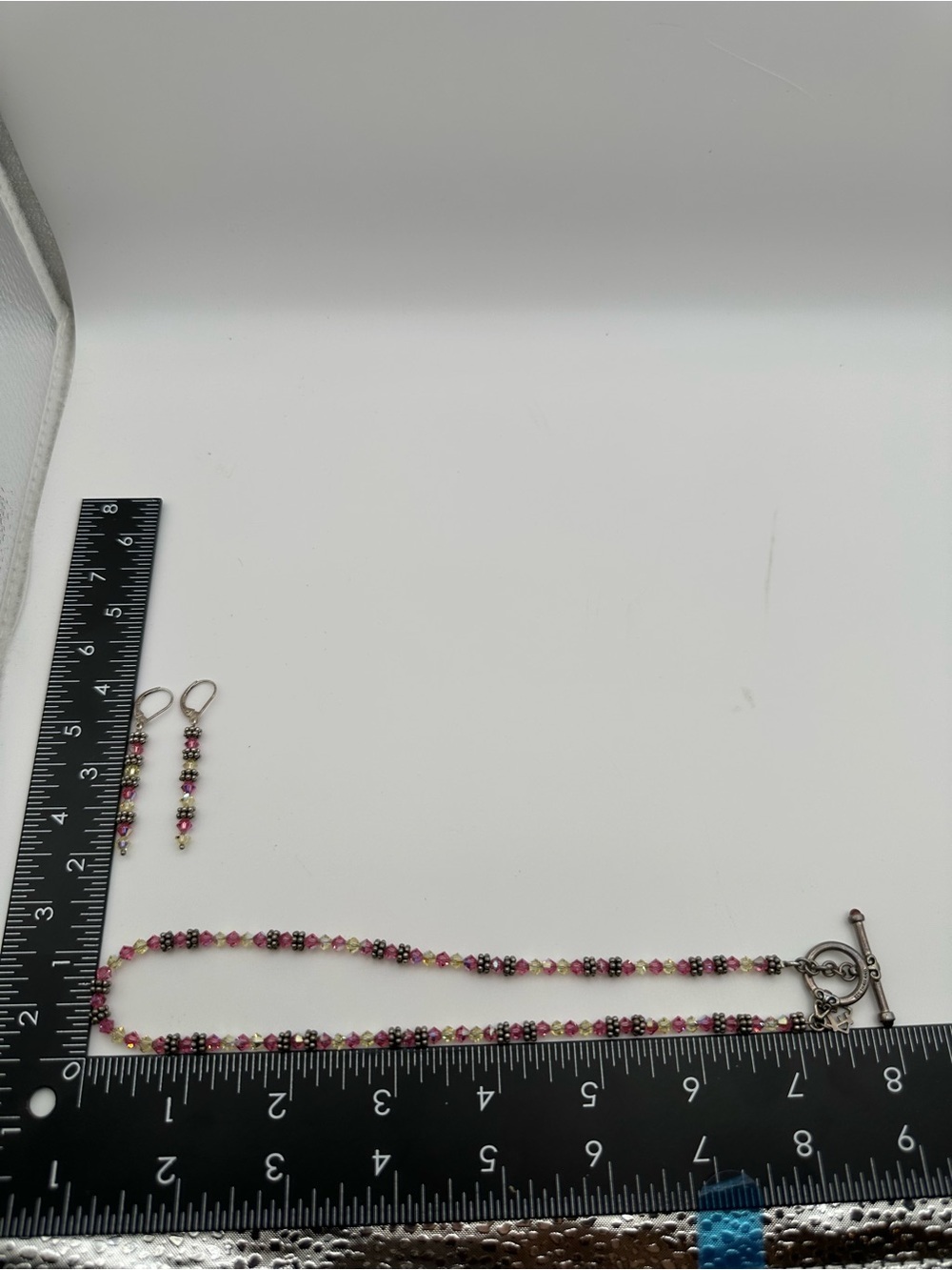 925 Thailand Sterling Silver Pink Beaded Necklace and Earrings Set Approx 15” - Picture 5 of 7